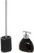 5Five Brosse WC/toilet plate avec support - noir - Distributeur de savon 300 ml - set salle de bain