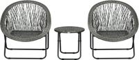 Gutent Loungesets - Klapbare Garnituur - Balkon Set - Salontafel - 2 Stoelen - Staal Grijs - Voor Terras Tuin - Grijs
