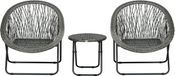 Gutent Loungesets - Klapbare Garnituur - Balkon Set - Salontafel - 2 Stoelen - Staal Grijs - Voor Terras Tuin - Grijs