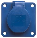 PCE Legrand Inbouwstopcontact 10/16A, 2 polig + aarding, 230V / 70x70 / blauw, model 108-7b