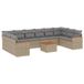 VidaXL 11-delige Tuinset met kussens poly rattan beige