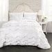 Lush Decor Kemmy Dekbed, met ruches, getextureerd, 3-delige kingsize beddengoedset, wit