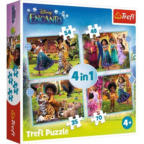 Trefl - Encanto, Onze Magische Encanto - 4-in-1 Puzzels, 4 Puzzels, van 35 tot 70 Elementen - Puzzels met Disney Encanto Sprookjesfiguren, voor kinderen vanaf 4 jaar