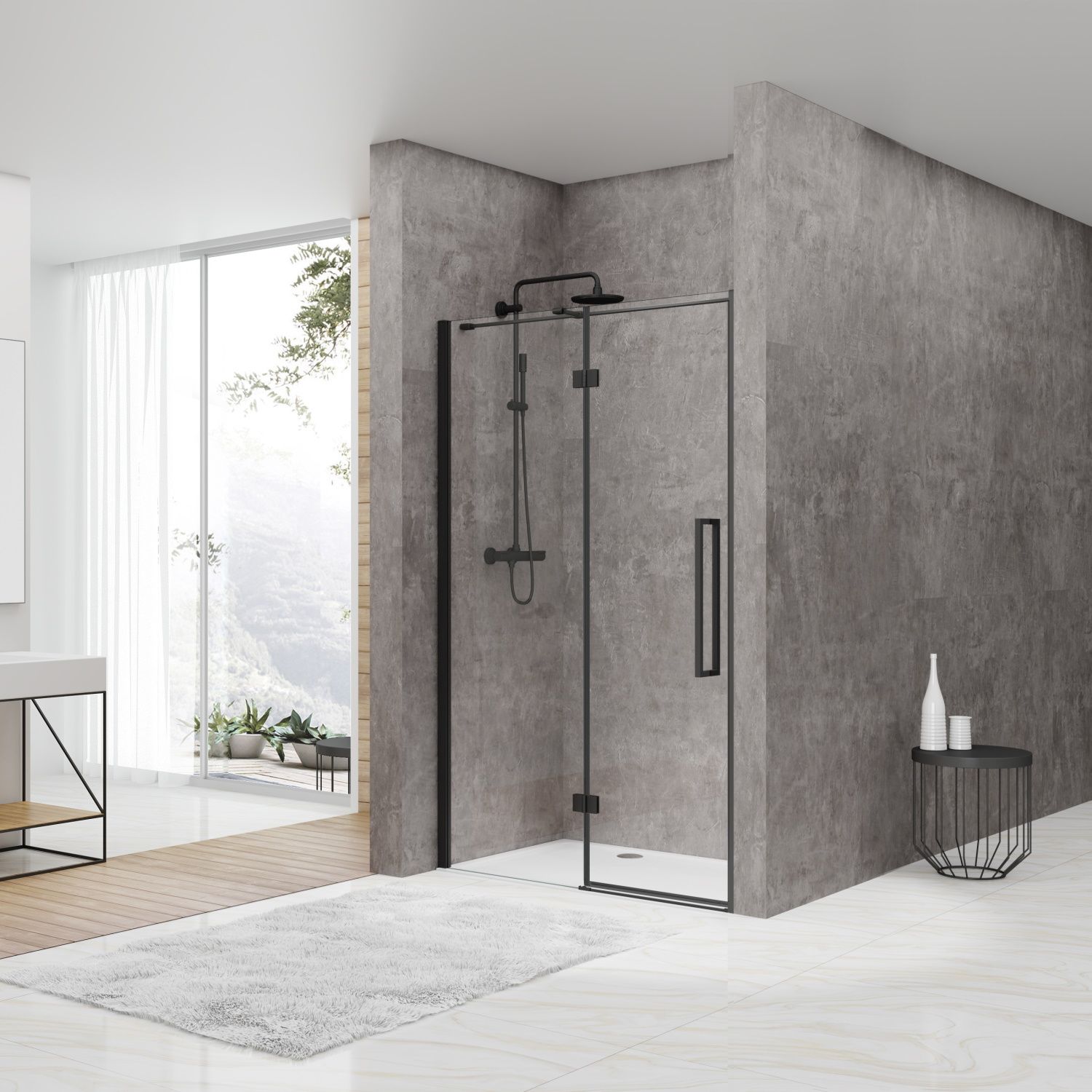van Rijn Nisdeur st05 draaideur met vaste wand 120x200 cm 8 mm zwart