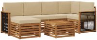 vidaXL - Buiten bank set 6-delig Naturel Massief Acacia Hout en Polyester