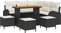 vidaXL Tuinbank Set 9-delig Zwart Polyrattan