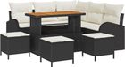 vidaXL Banc de jardin 9 pièces Noir Polyrotin