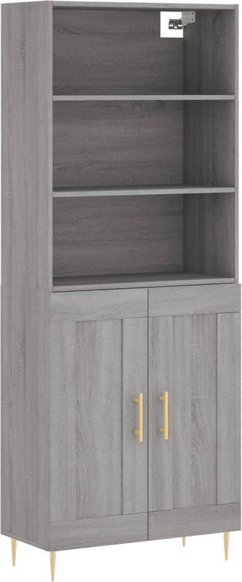 vidaXL Hoge kast 69,5x34x180 cm bewerkt hout grijs sonoma eikenkleurig