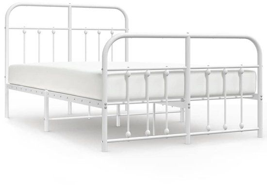 vidaXL Bedframe met hoofd- en voeteneinde metaal wit 120x200 cm