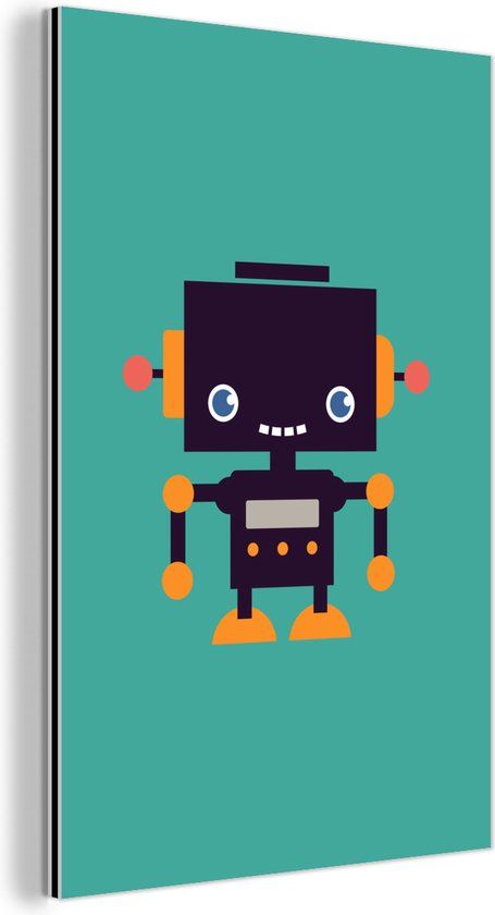 MuchoWow Industriële Wanddecoratie Robot - Aluminium Schilderij - 80x120 cm