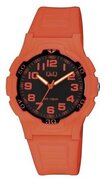 Q&Q V31A-004VY - Horloge - Analoog - Dames - Heren - Unisex - Siliconen band - Kunststof - Cijfers - Rond - Oranje - 10ATM waterdicht