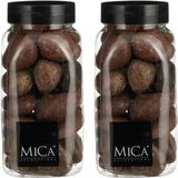 Mica Decorations decoratie stenen - 2x - groot - 650ml - bruin mix - hobby steentjes - sier stenen