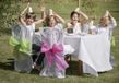 Santex Feest tafelkleed met tafelloper op rol - wit/fuchsia roze - 10 meter