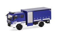 Herpa Modelbouwset vrachtwagen MAN TGM multifunctioneel voertuig met THW-zeil, miniatuur op schaal 1:87, verzamelstuk, Made in Germany, kunststof