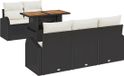 vidaXL Banc de jardin 6 pièces noir polyrattan