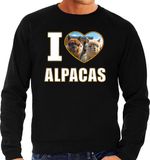 Bellatio Decorations I love alpacas trui met dieren foto van een alpaca zwart voor heren - cadeau sweater alpacas liefhebber XXL