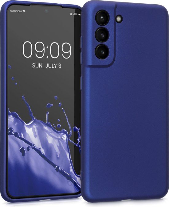 kwmobile telefoonhoesje geschikt voor Samsung Galaxy S21 FE - Hoesje voor smartphone - Back cover in metallic blauw