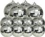 Othmar Decorations Bv Grote discobal kerstballen - 12x stuks - zilver - 6 et 8 cm - plastique