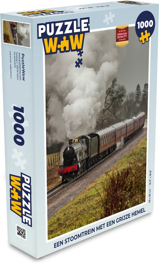 MuchoWow Puzzel Een stoomtrein met een grijze hemel - Legpuzzel - Puzzel 1000 stukjes volwassenen