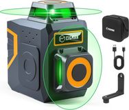 Merkloos Groene laserwaterpas 2x360° met magnetische ondersteuning – Zelfnivellerende bouwlaser met Li-ion batterij