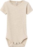 Name It Romper Kab Lace Korte Mouw Peyote Melange - Baby - Unisex - 1-2 mnd - Beige