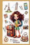Cute Traveler Girl Unlined Notebook: Mustard Yellow 6x9 Inches 120 Pages Journal for Girls, Teens & Kids, Travel Journal, Aesthetic School Supplies & Journaling Gift