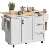 HOMCOM Keukeneiland - MDF - 134,5 x 75,2 x 90,5 cm - Wit