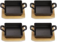 Ibenzoa® Robuuste IJzeren Serveerset met Grillpan – 4-Delig, Zwart