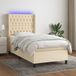 Maison Exclusive - Lit boxspring avec matelas et éclairage LED, couleur crème, 90x190 cm, textile