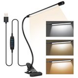 KOOSREEL Bureaulamp Clip On Clamp Light & 3 Lichtmodi 10 Dimbare Helderheid Oogverzorgend Boek Verstelbaar voor Lezen Studeren Werken Video Conferentie Verlichting, Zwart