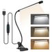 KOOSREEL Bureaulamp Clip On Clamp Light & 3 Lichtmodi 10 Dimbare Helderheid Oogverzorgend Boek Verstelbaar voor Lezen Studeren Werken Video Conferentie Verlichting, Zwart