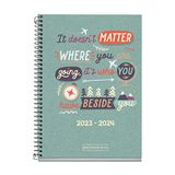 Miquelrius Kalender 23-24, september 2023 tot juni 2024, 11,7 x 17,4 cm, weekoverzicht, gerecyclede kalender, Beside You, Catalaans-Engels