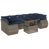 vidaXL 8-delige tuinbankset met kussens, grijs, polyrotan