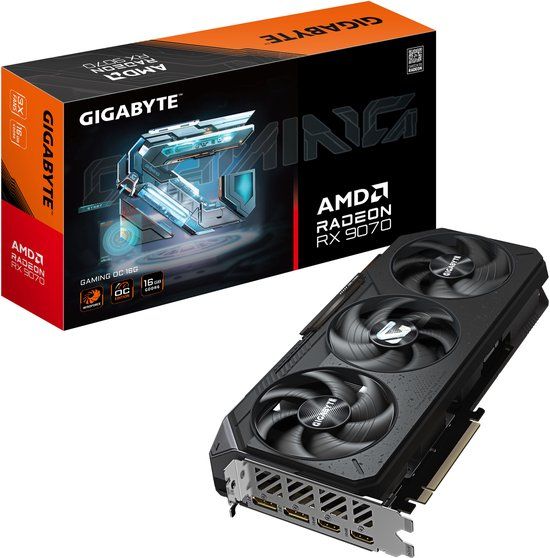 Gigabyte Radeon RX 9070 GAMING OC 16GB - AMD - GDDR6 - 2700 MHz - Zwart
