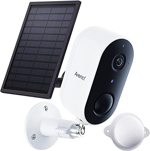 Arenti Wireless Outdoor Security Camera with Solar Panel, Battery Powered Camera, IP65 Waterproof, 2-Way Audio, Compatible with Alexa, Google,White