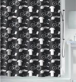 Spirella Douchegordijn Polyester – Anti-Schimmel Douchegordijn met Stijlvol Design – Geschikt voor Elke Badkamer – ZWART – 100% polyester – Exclusief ringen