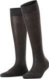 FALKE Sensitive London drukvrije comfort tailleband katoen kniekousen dames grijs - maat 39-42