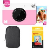 KODAK Printomatic Instant Camera (Roze) Basisbundel + Zink Papier (20 Vellen) + Deluxe Case