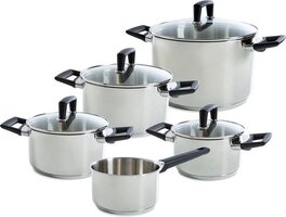BK Blue Label Cool 5-delige Pannenset - Zilver/Zwart