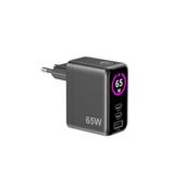Celly - USB-C multi-oplader 65 W GaN met led-display, snel opladen voor laptop, smartphone en tablet