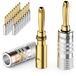 deleyCON 20 Stuks Bananenstekkers als Set - Verguld Schroefbaar voor Luidsprekerkabel 0,75 mm - 4,5 mm & bijv. HiFi Ontvanger - Zilver