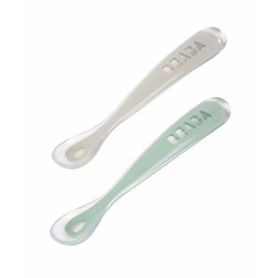 BEABA Babylepel set van 2 siliconen - Velvet Grijs/Sage Groen