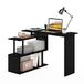 Furinno L-vorm computer, schrijven, studiebureau, ontworpen hout, Americano/zwart, 100,1 (B) x 72,4 (H) x 80 (D) cm