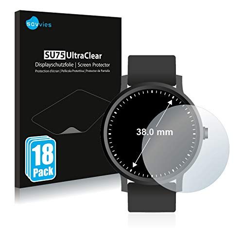 Savvies 6x Screenprotector compatibel met Horloges (Rond, Diameter: 38 mm)