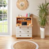 IDIMEX GOMES Bureau met lades - wit/bruin