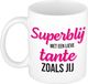 Bellatio Decorations Super blij met een lieve tante zoals jij - cadeau koffiemok - theebeker - wit - Cadeau mok - 300 ml