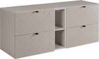 Kasjmier Armoire de salle de bain avec poignées noires / avec plateau, largeur 140 cm