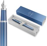 Parker IM Writing Rituals vulpen | Rustgevend blauw Afwerking met kleurverloop en verchroomde details | fijne penpunt | blauwe inkt | geschenkverpakking