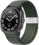 Strap-it Gevlochten nylon band met klemsluiting - Samsung Galaxy Watch Ultra - Olijfgroen