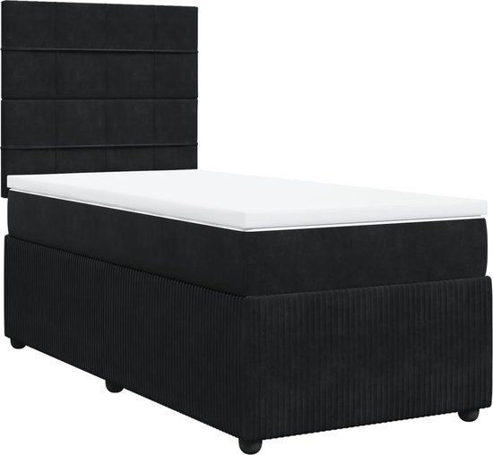 vidaXL Boxspring met matras fluweel zwart 90x190 cm